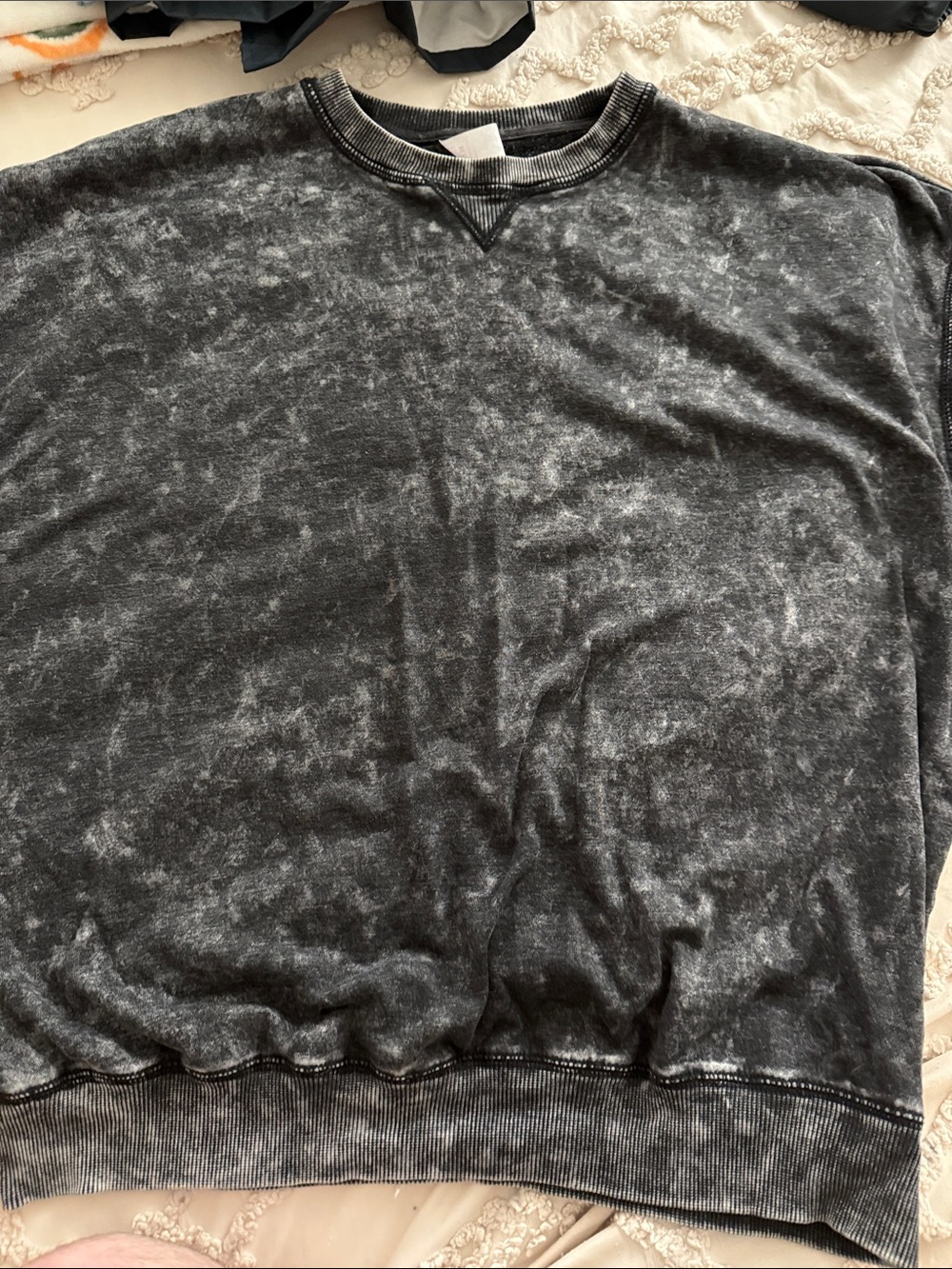 No Boundaries Gray Mineral Wash Crew Neck Sweater